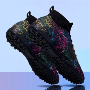 Professional High Top Soccer Shoes for Men, Tf, Broken Nails, Short Nails, Artificial Grass Training, Breathable, Anti Slip